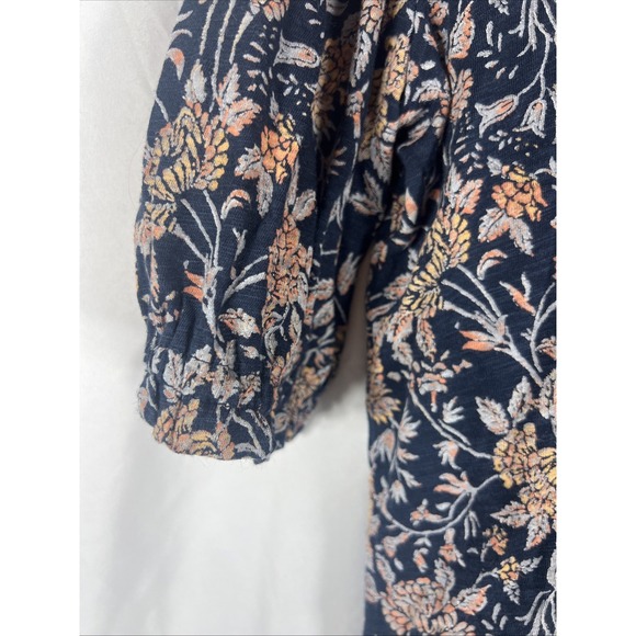 Lucky Brand Top Womens Navy Ruffle Flutter Sleeve V-Neck Top Shirt Small - Picture 5 of 16